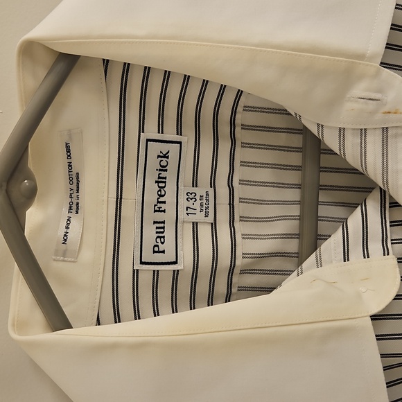 Paul Fredrick Men's Shirt with Black Stripes and White Accents - Picture 6 of 6